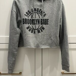 Divided Gray Cropped Hoodie Sweater